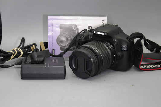 Canon EOS 550D 18MP DSLR with 18-55mm Lens and Charger - Shutter Count 2283