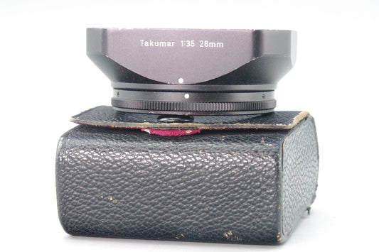 Asahi Takumar Lens Hood – For 28mm F/3.5 – Metal Hood with Case – Very Good