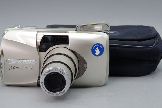 Olympus MJU III Zoom 120 35mm Film Camera – Compact All Weather - Excellent