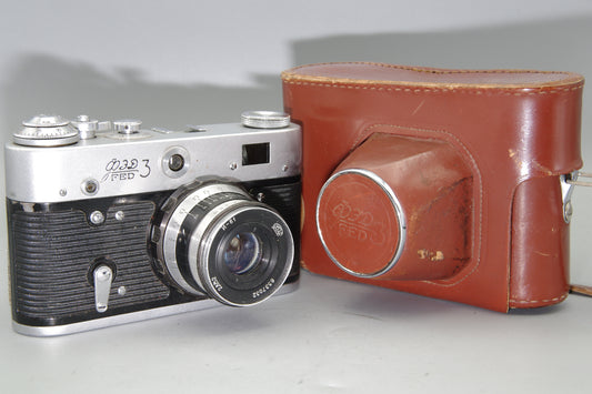 Soviet KMZ FED-3 35mm Rangefinder with 52mm F/2.8 lens  and Case - VGC