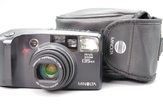 Minolta Riva Zoom 135ex 35mm Film Camera – Tested – Fully Working – Very Good