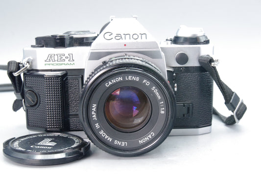 Canon AE-1 Program + FD 50mm f/1.8 Lens  Tested & Working - VGC