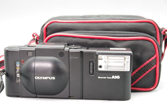 Olympus XA 35mm Rangefinder Camera with A16 Flash – Tested, Excellent