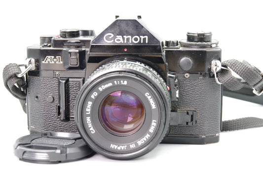 Canon A-1 35mm SLR Camera with FD 50mm f/1.8 Lens - Tested & Working