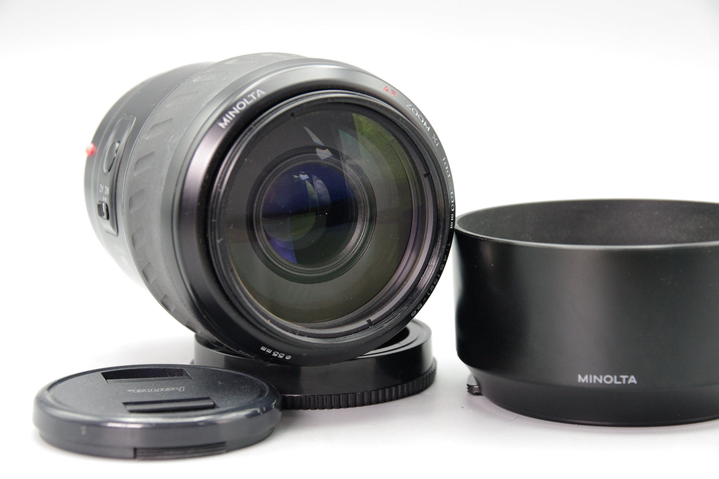 Minolta AF 100–300mm f/4.5–5.6 Xi Lens A‑Mount – Excellent with Hood
