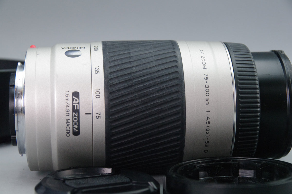 Minolta 75–300mm f/4.5–5.6 D AF Zoom – A‑Mount – VGC – With Hood