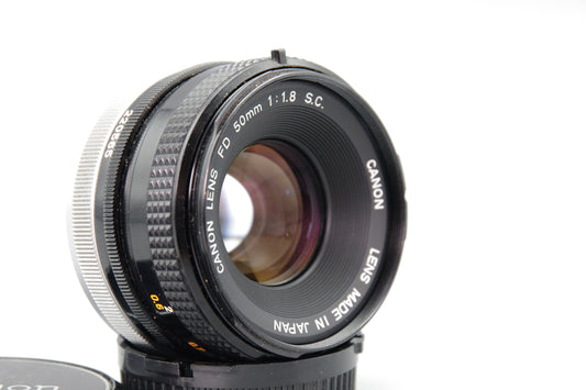 Canon FD 50mm f/1.8 S.C. Prime Lens Manual Focus with Caps – Tested Exc