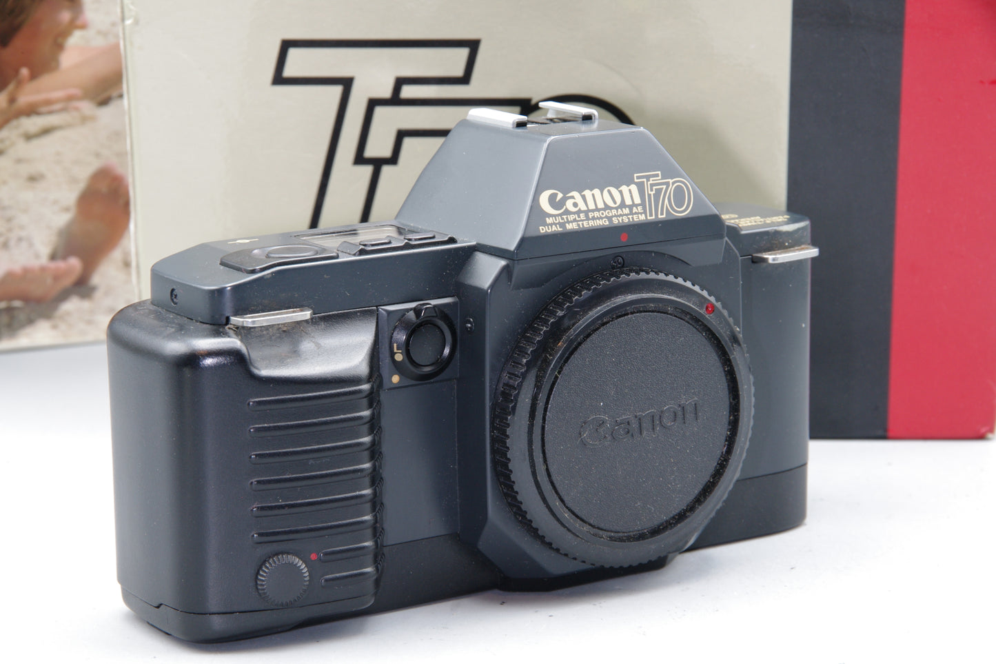 Canon T70 35mm SLR Film Camera Boxed Classic Canon FD Mount Very Good