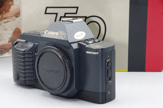 Canon T70 35mm SLR Film Camera Boxed Classic Canon FD Mount Very Good