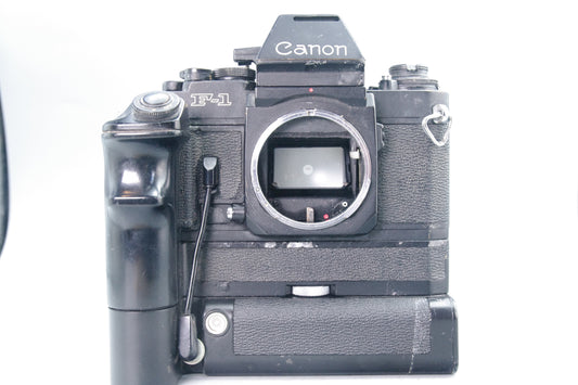 Canon F‑1 35mm SLR Camera + AE Motor Drive FN – Spares/Repair – Faulty Condition