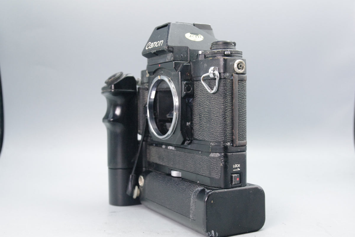 Canon F‑1 35mm SLR Camera + AE Motor Drive FN – Spares/Repair – Faulty Condition