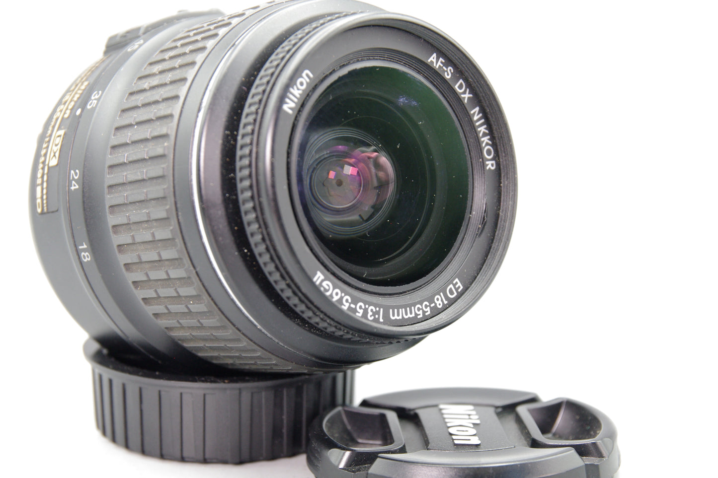 Nikon AF‑S DX 18–55mm f/3.5–5.6G II Lens – Compact Zoom with Caps – Very Good