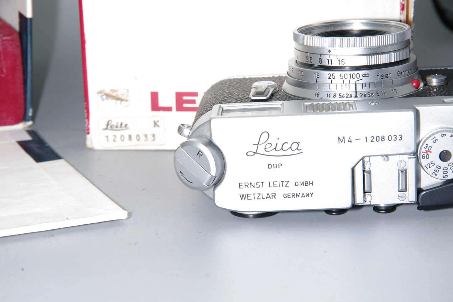 1968 Leica M4 35mm Rangefinder with Elmar 50mm F/2.8 and Original Box
