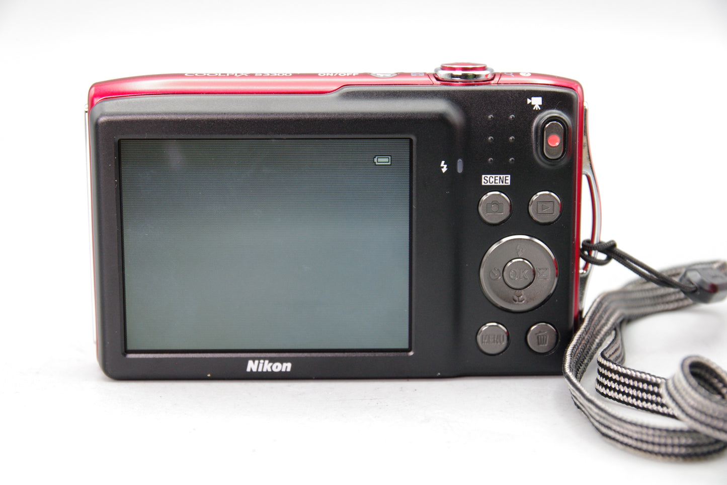 Nikon Coolpix S3300 Red Digital Camera – Tested – Case & Battery – Excellent