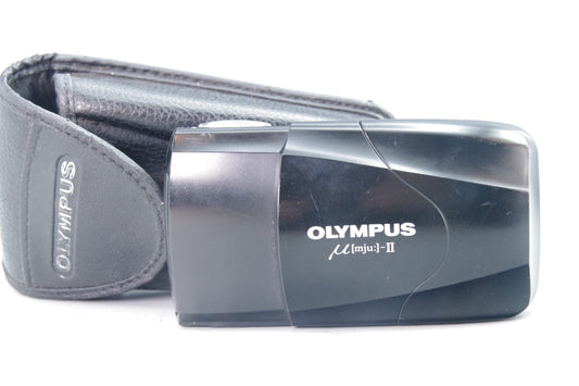 Olympus MJU II 35mm f/2.8 Black 35mm Camera with Case – Tested -  Excellent
