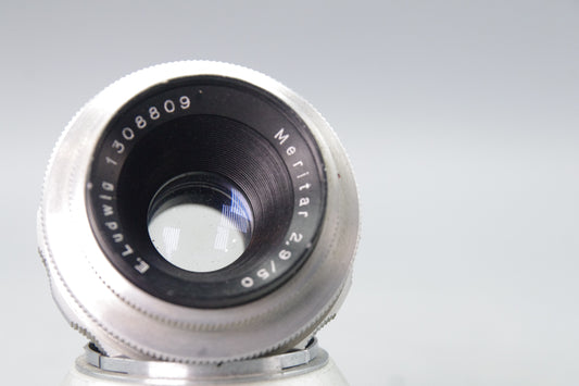 KMZ E. Ludwig Meritar 50mm f/2.9 Lens – Exakta Mount – Very Good Condition