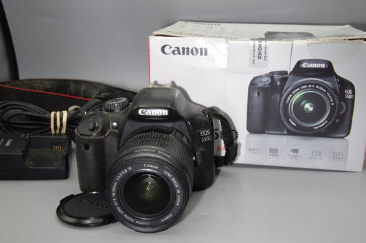 Boxed Canon EOS 550D DSLR + EF‑S 18–55mm IS Lens 18MP Full HD S/C 38443