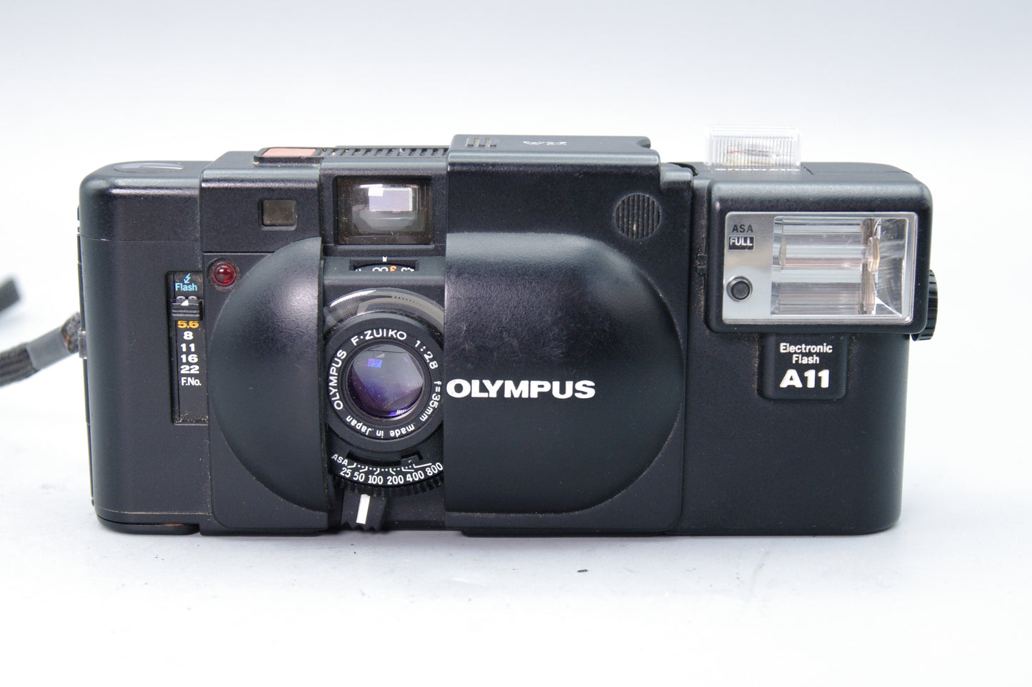 Olympus XA 35mm Rangefinder Camera + A11 Flash – Tested – Very Good Cond