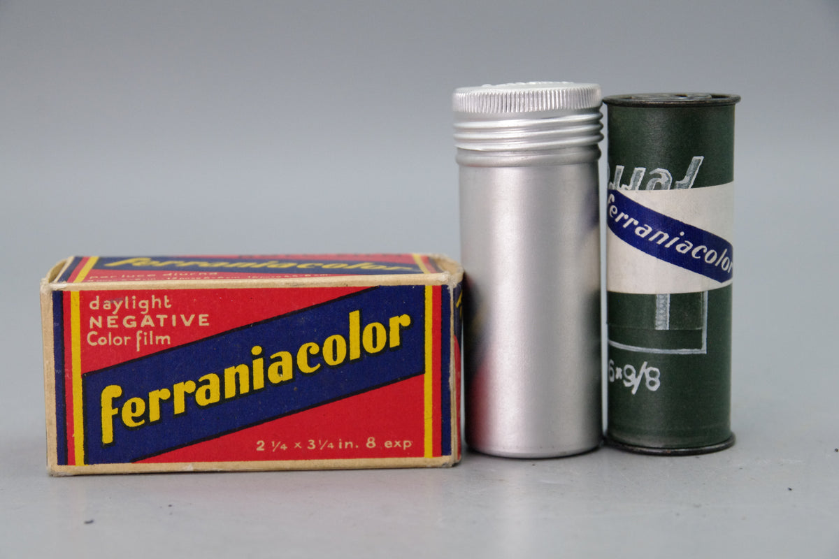 Ferraniacolor Exposed Roll Film – 1953 – With Box & Canister – No Content Guarantee
