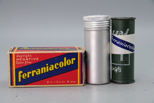 Ferraniacolor Exposed Roll Film – 1953 – With Box & Canister