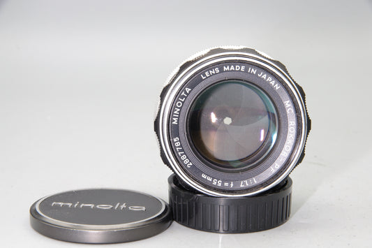 Minolta MD Rokkor‑PF 55mm f/1.7 Lens – Very Good Condition – Clean Optics