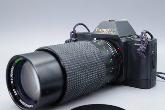Canon T70 35mm SLR with Sirius 80–200mm Lens – Tested – Very Good Condition