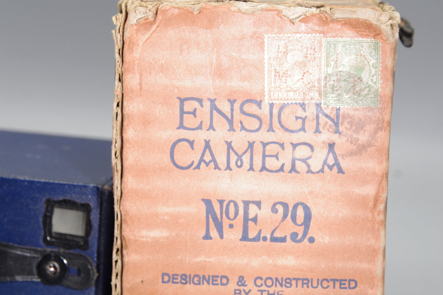 Ensign E-29 Blue Box Camera in Original Box - Excellent