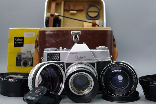 Kodak Retina Reflex Vintage Full Kit with Case – 50/2, 35/4 & 135/4 Lenses