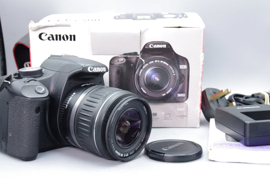 Canon EOS 500D 15.1MP DSLR + 18–55mm Lens –Very Low S/C 4763