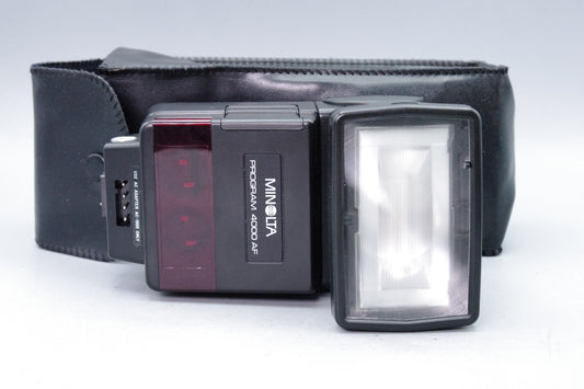 Minolta 4000AF Flash with Case – For Minolta A‑Mount AF Cameras – Tested – Excellent