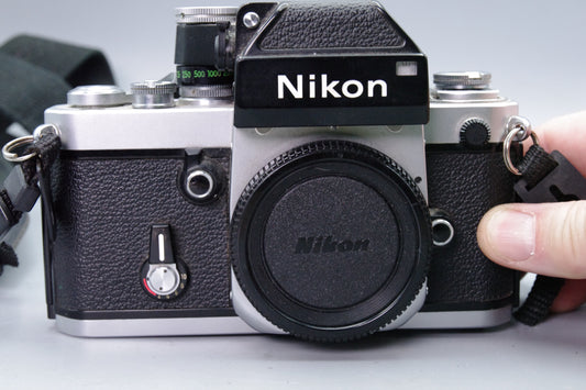 Nikon F2 Photomic Silver 35mm SLR + DP‑1 Finder – Classic Pro Body – Exc