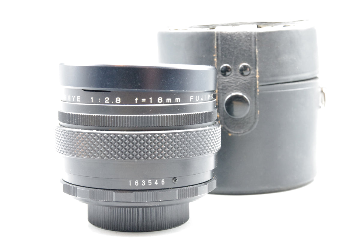 Fuji Fujinon Fish Eye 16mm f28 M42 Lens Case Built in Filters Serviced Excellent