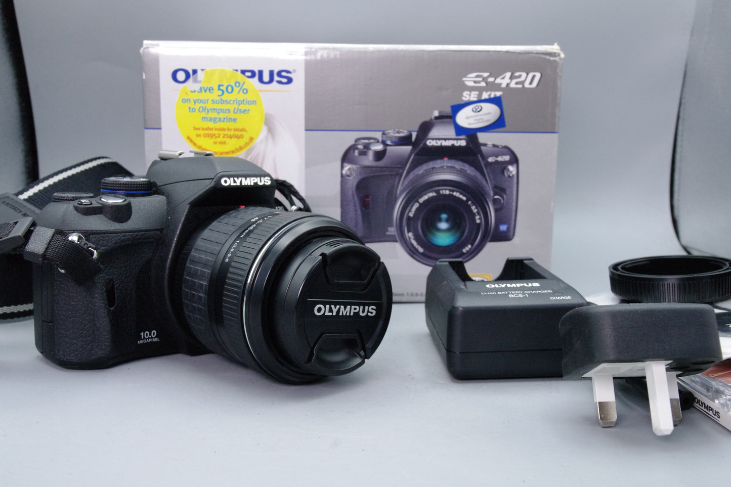 Olympus E‑420 10MP DSLR + 17.5‑45mm – Near Mint – Boxed – S/C 369