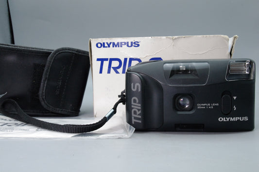 Olympus Trip S 35mm f4.5 Point Shoot Film Camera Boxed Pouch Instructions
