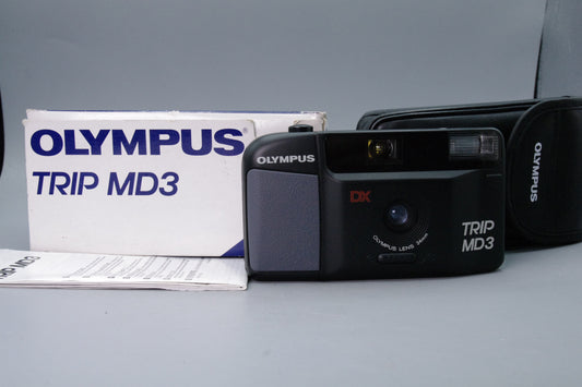 Olympus Trip MD3 34mm Point Shoot Film Camera Boxed Pouch Manual Very Good