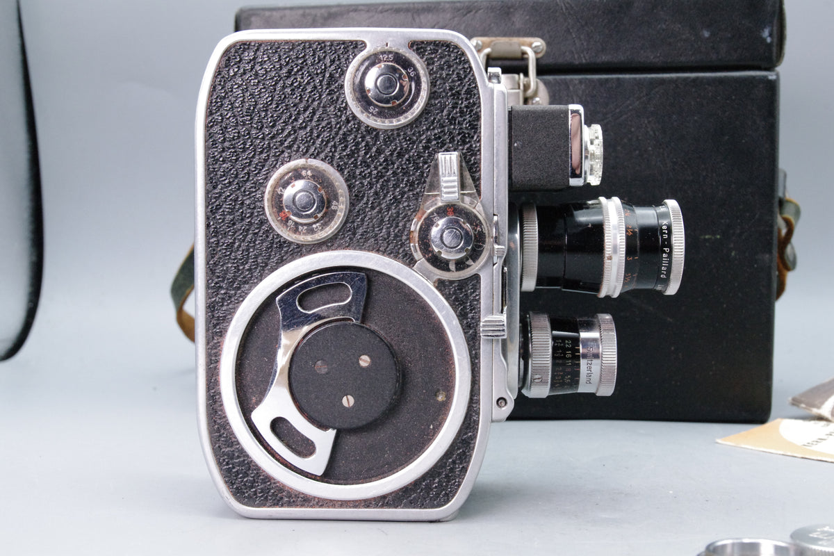 Bolex Paillard B8L 8mm Cine Camera Kern Yvar Lenses Case - Meter Fault