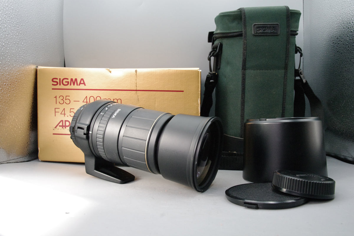 Sigma 135-400mm f4.5-5.6 APO Lens Nikon AF Box Case Hood Collar Excellent