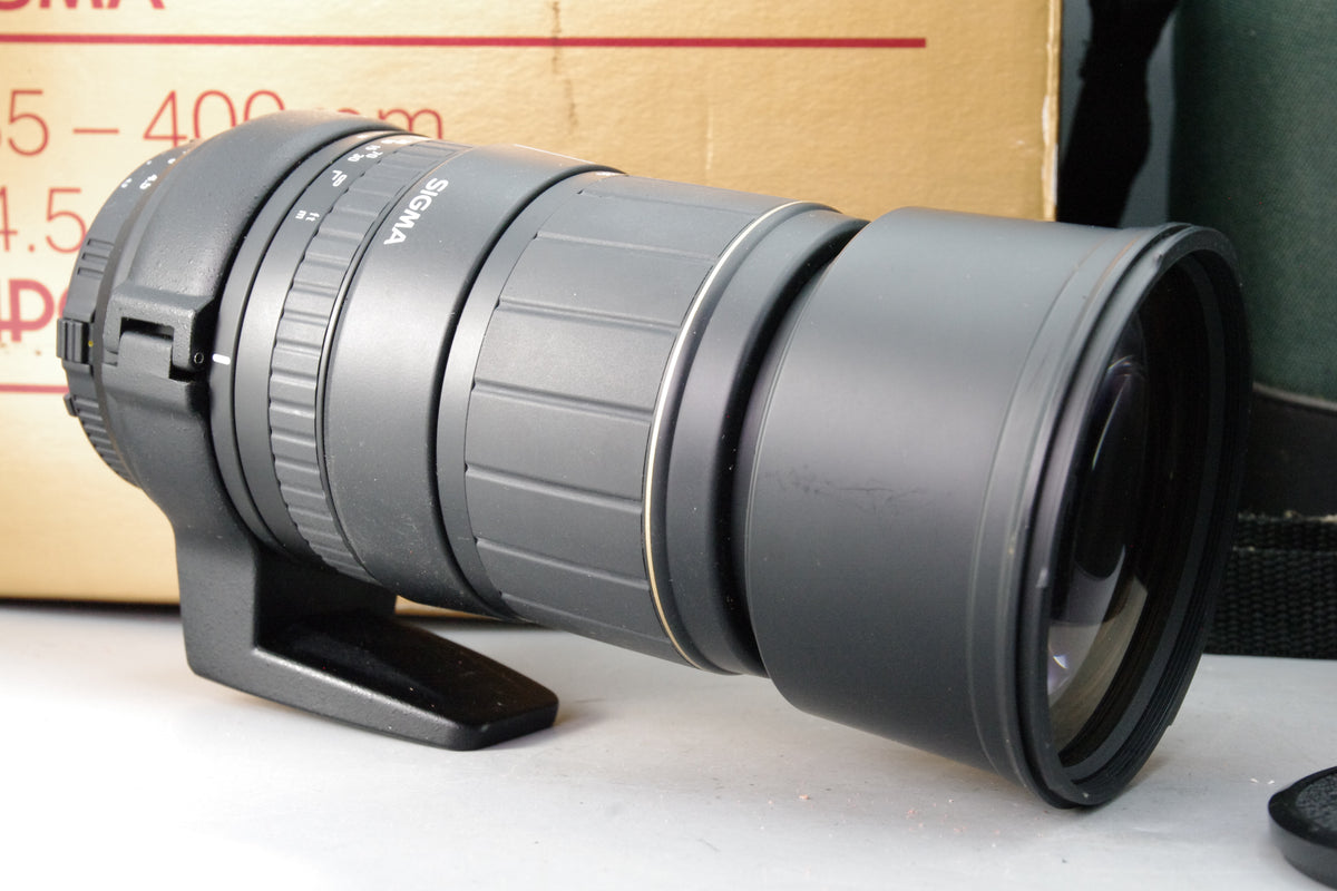 Sigma 135-400mm f4.5-5.6 APO Lens Nikon AF Box Case Hood Collar Excellent