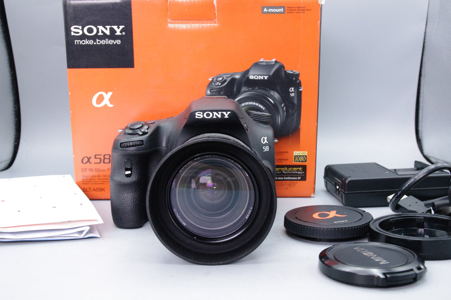 Sony A58 20MP DSLR‑Style Camera + Minolta 35‑105mm Lens – Boxed – S/C 1450
