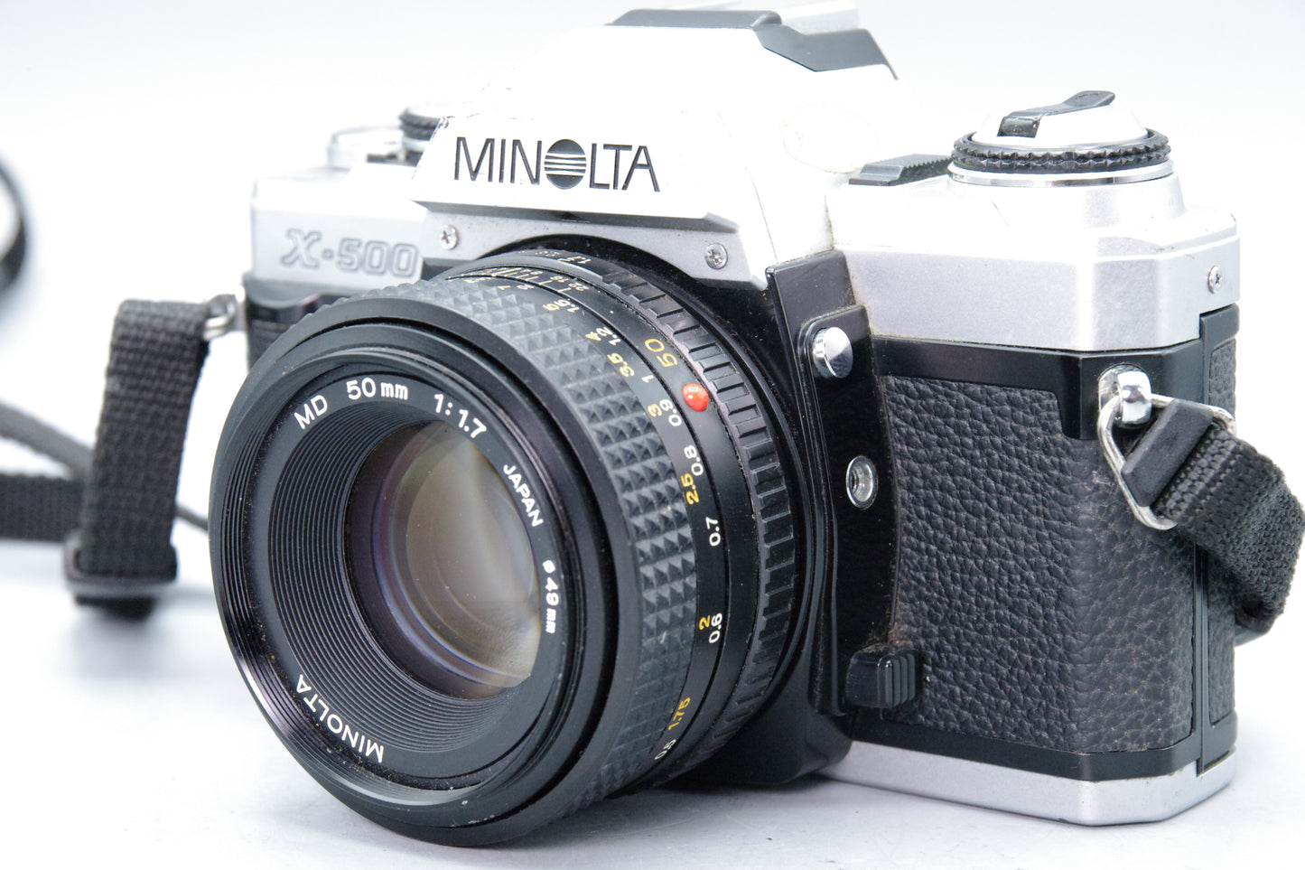 Minolta X-500 35mm SLR + MD 50mm f/1.7 Lens  – VGC – Manual & Auto Modes