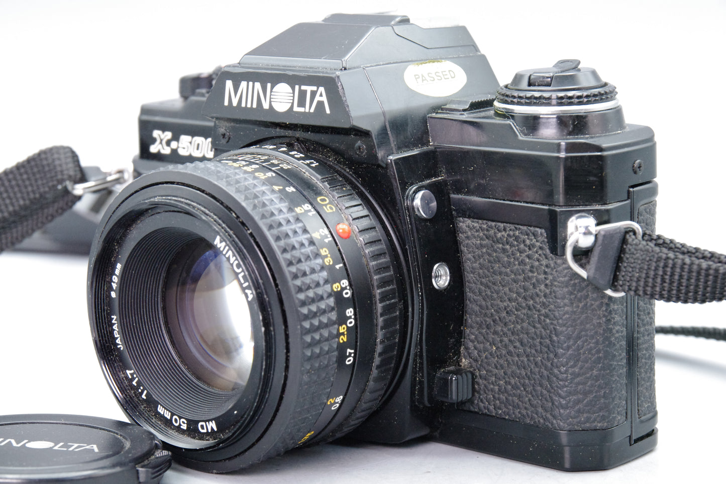 Minolta X-500 35mm SLR + MD 50mm f/1.7 Lens  – VGC – Black