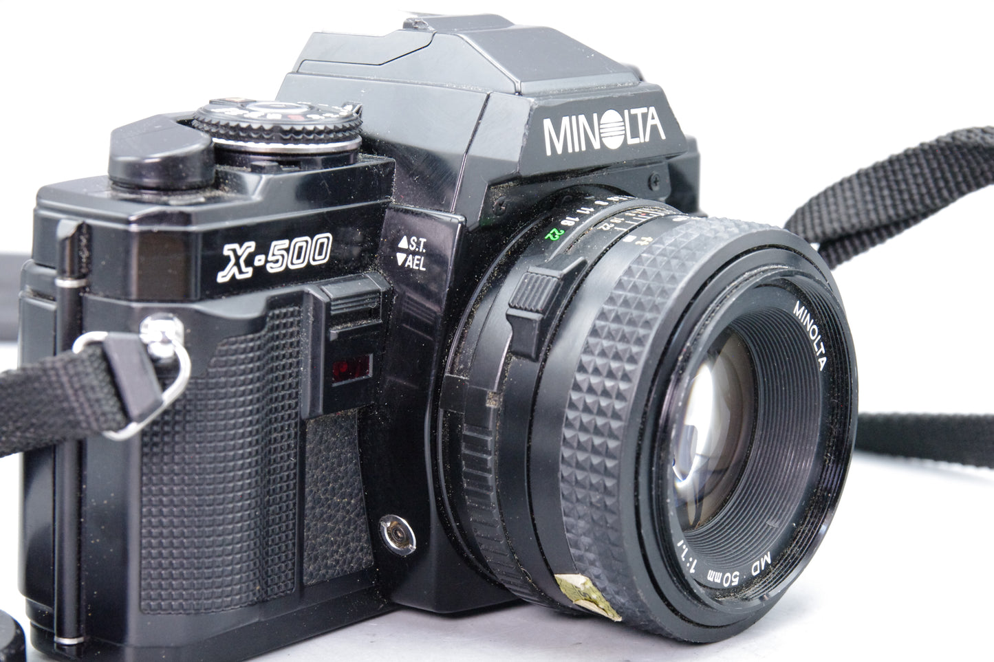 Minolta X-500 35mm SLR + MD 50mm f/1.7 Lens  – VGC – Black