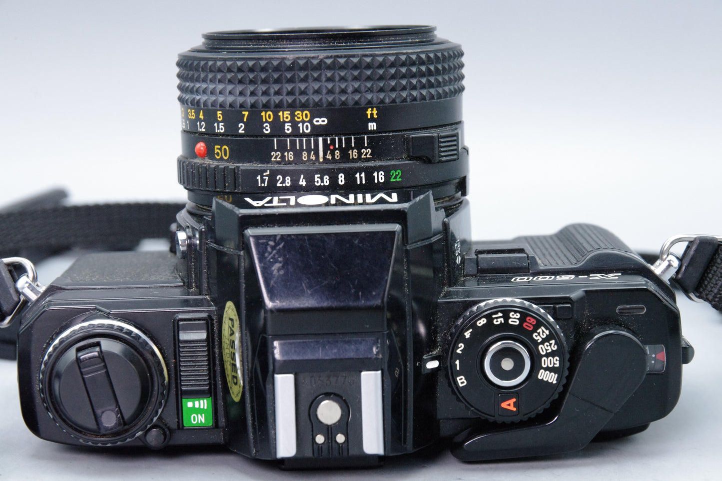 Minolta X-500 35mm SLR + MD 50mm f/1.7 Lens  – VGC – Black