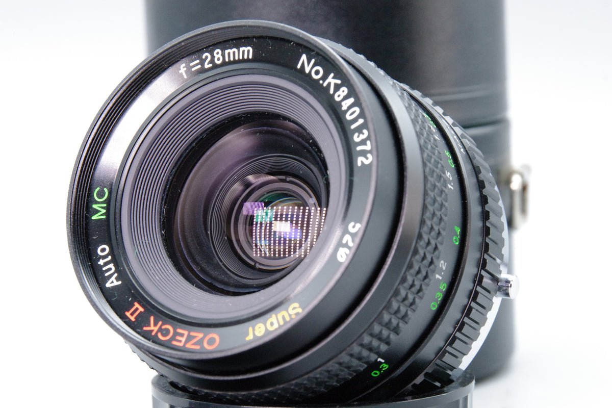 Super OZECK II Auto MC 28mm f2.8 Macro Lens Olympus OM Mount Case Caps Excellent