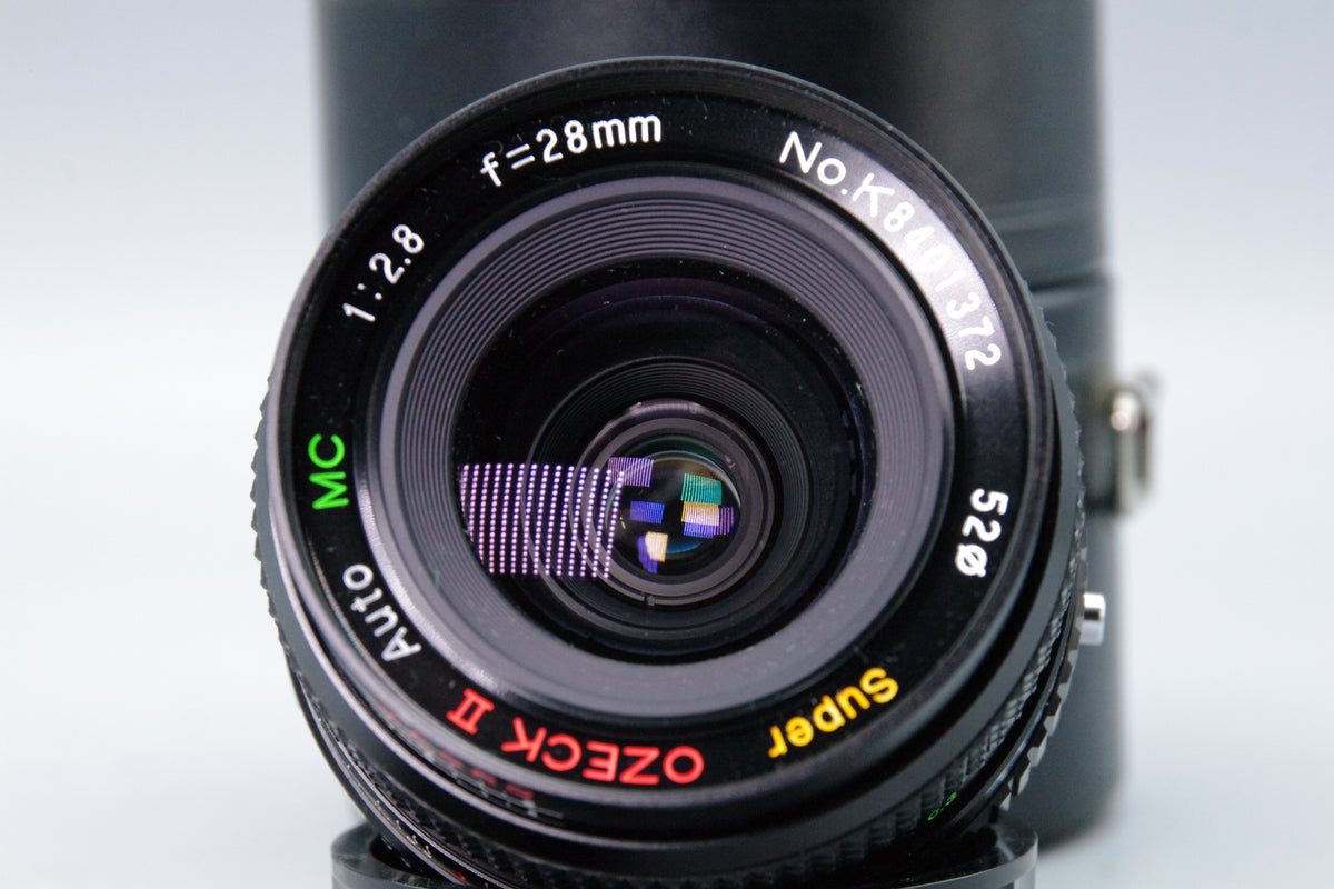 Super OZECK II Auto MC 28mm f2.8 Macro Lens Olympus OM Mount Case Caps Excellent