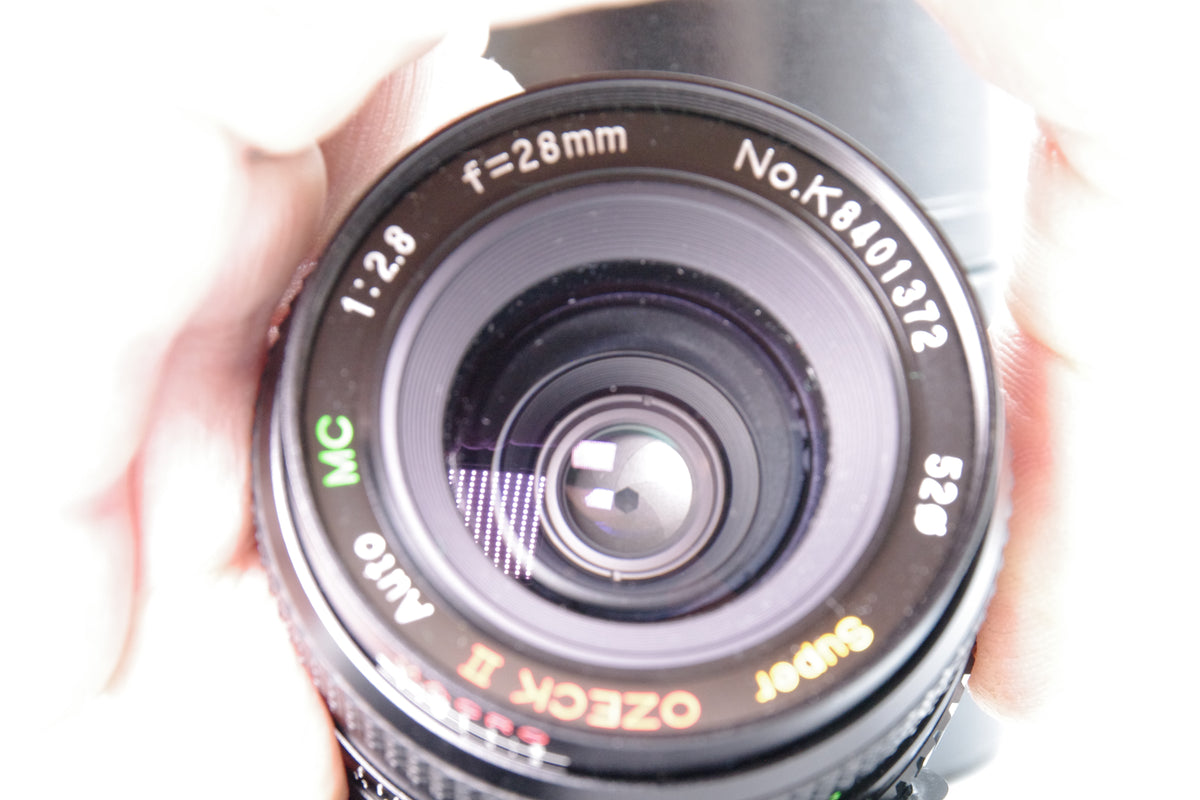 Super OZECK II Auto MC 28mm f2.8 Macro Lens Olympus OM Mount Case Caps Excellent
