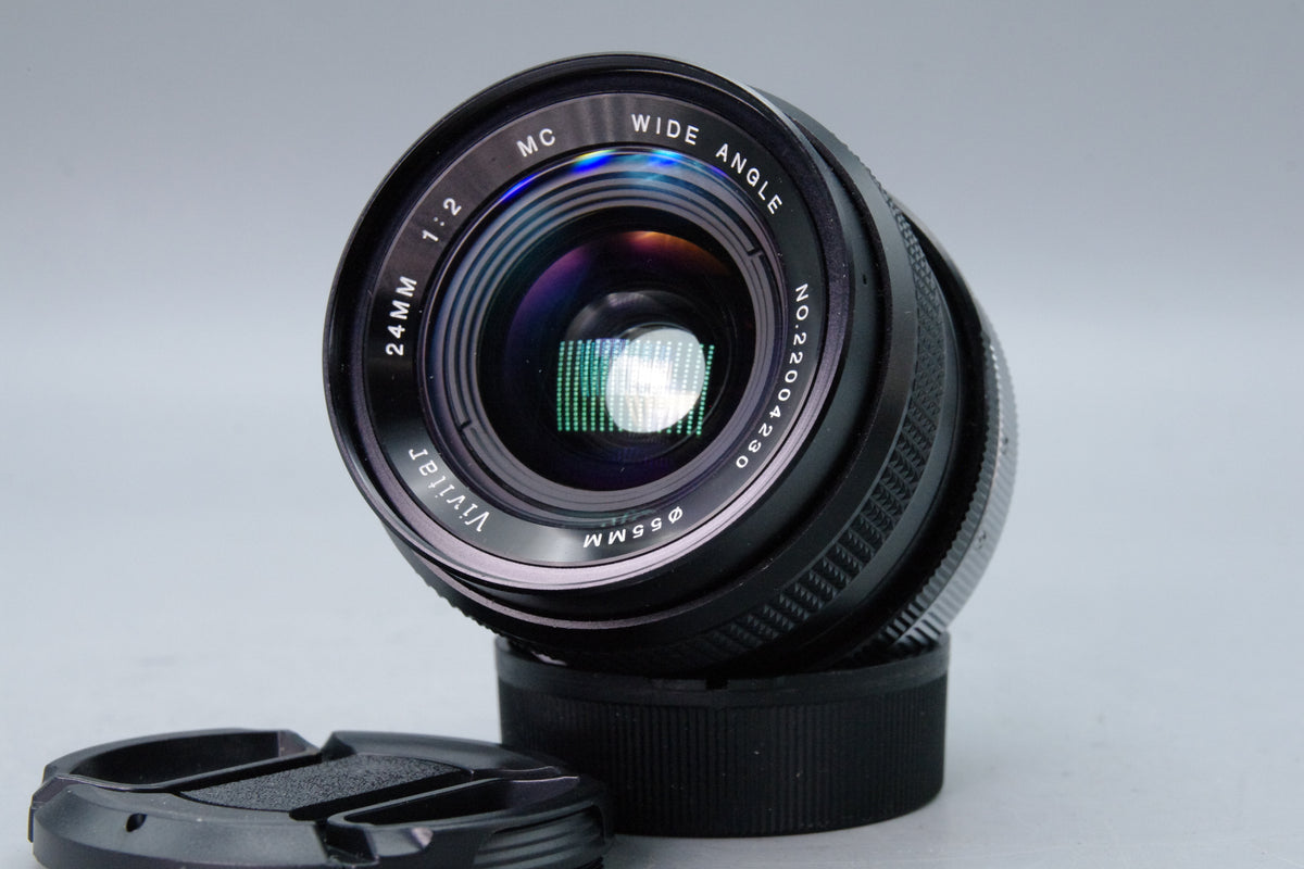 Vivitar 24mm f2 MC Wide Angle Lens Canon FD Mount Caps Excellent