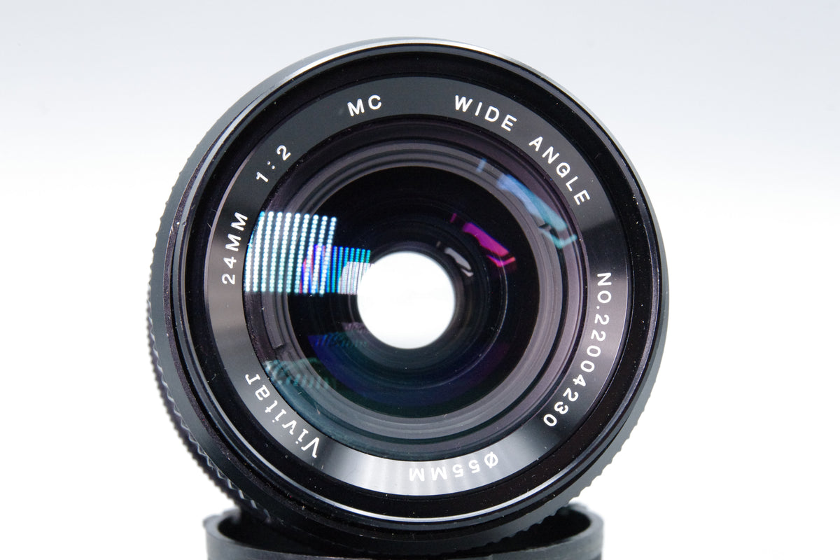 Vivitar 24mm f2 MC Wide Angle Lens Canon FD Mount Caps Excellent