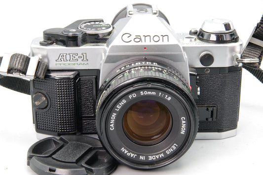 Canon AE-1 Program + FD 50mm f/1.8 Lens  Excellent – Tested