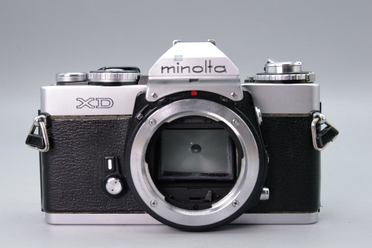 Minolta XD 35mm SLR Camera Body Chrome Dual AE Mode Tested Excellent